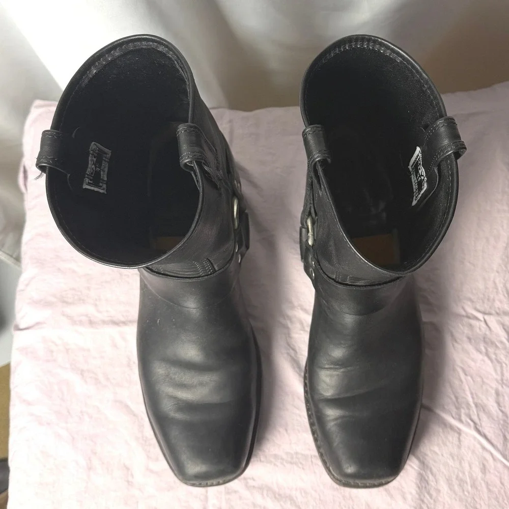 VTG Frye Harness 8R Men's 11M Black Leather Engineer Boots Made in USA Moto Work